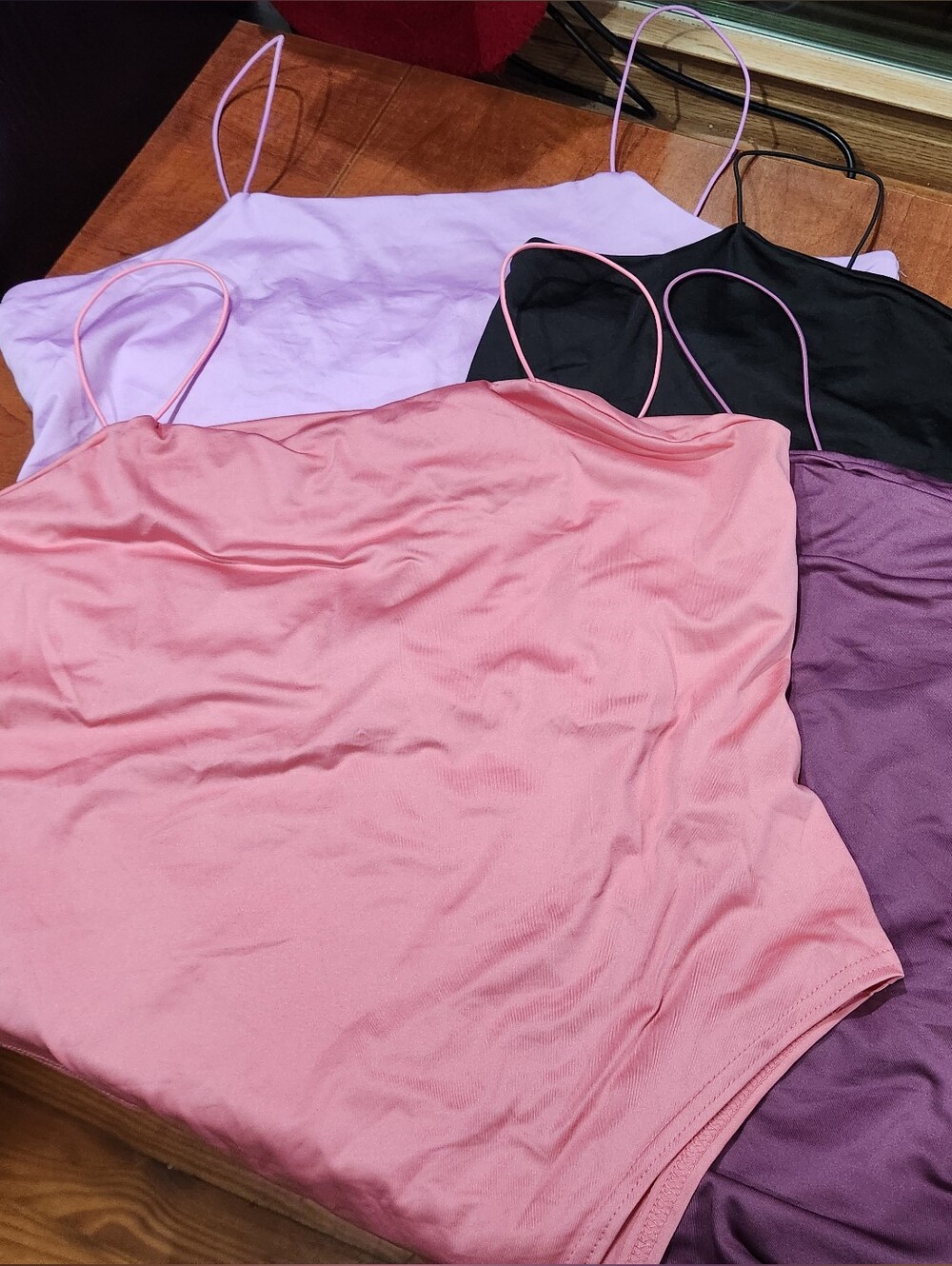 3X Cami Bodysuit Bundle Lot of 4 Layering Basics Black Pink Purple-Never Worn